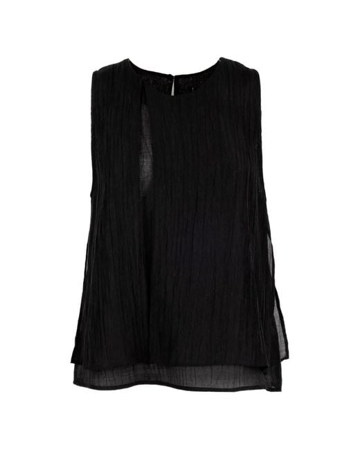 Seventy Black Crinkled-Finish Layered Top