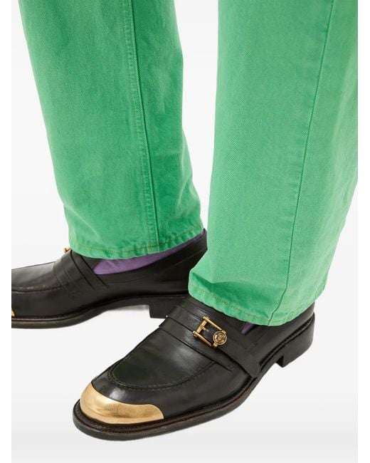Versace Black Primo Leather Loafers for men