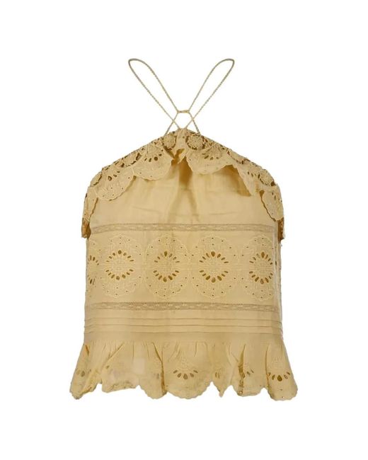 Tom Ford Metallic Broderie-Anglaise Ruffled Blouse