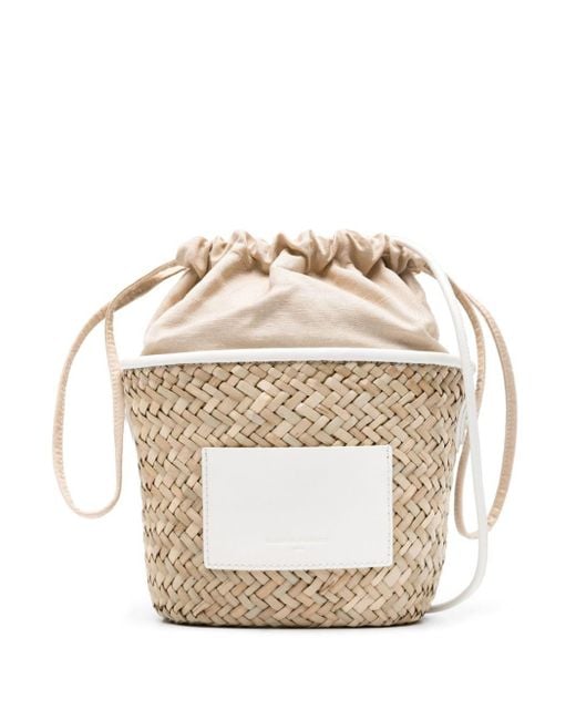 Claudie Pierlot White Small Straw Basket Bucket Bag