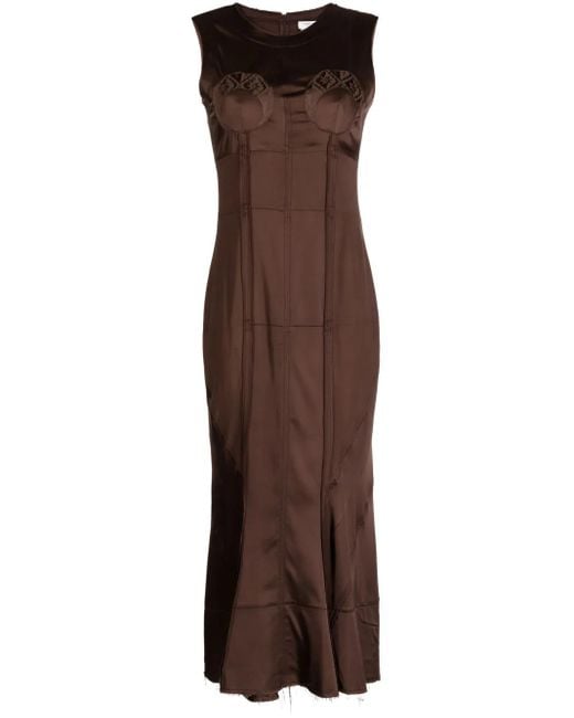 MARINE SERRE Mouwloze Midi-Jurk Met Moonogram-Jacquard in het Brown