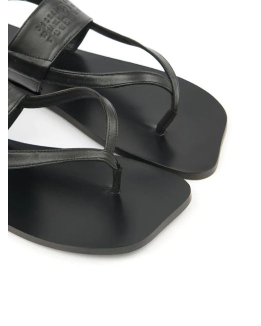 MM6 by Maison Martin Margiela Leren Sandalen Met Logo-Reliëf in het White