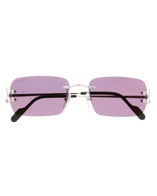 salvar Fértil escolta Cartier Tinted Rectangle-frame Sunglasses in Purple for Men | Lyst Canada