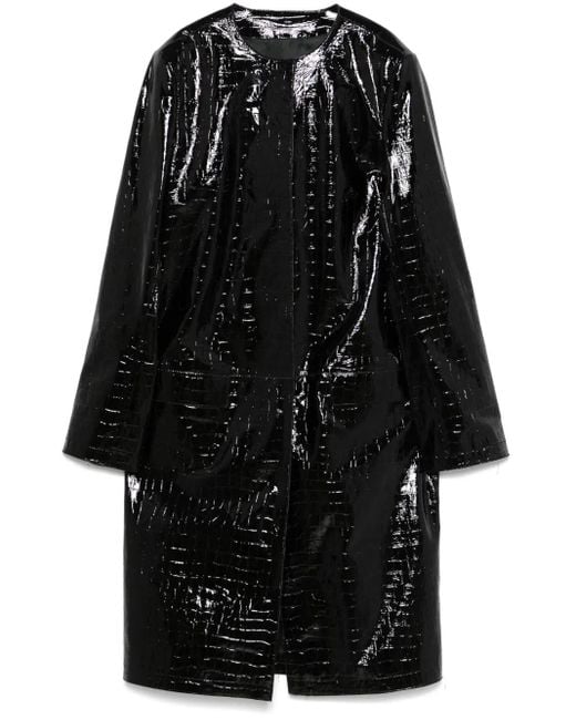 Totême  Black Crocodile-Embossed Coat