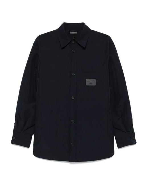 Emporio Armani Blue Logo-Patch Shirt Jacket for men