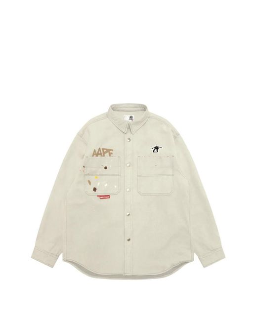 Aape By A Bathing Ape White Logo-Print Shirt for men