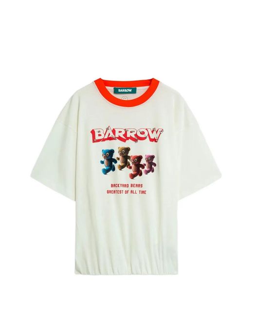 Barrow White Crewneck Graphic T-Shirt