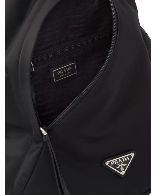 Prada Black Triangular Logo-Plaque Backpack for men