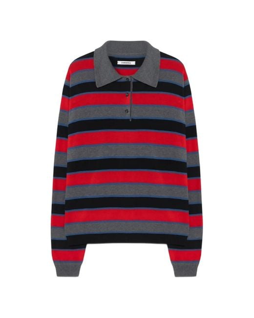 Cordera Red Striped Long-Sleeve Polo Top