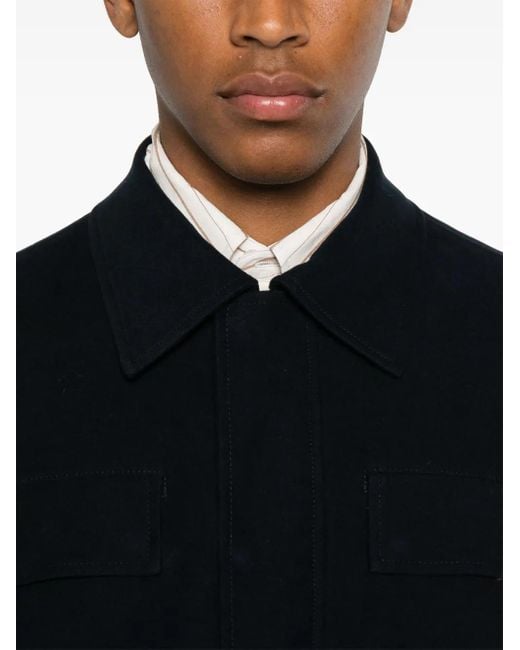 Lardini Black Non-Brushed-Fleece Shirt Jacket for men