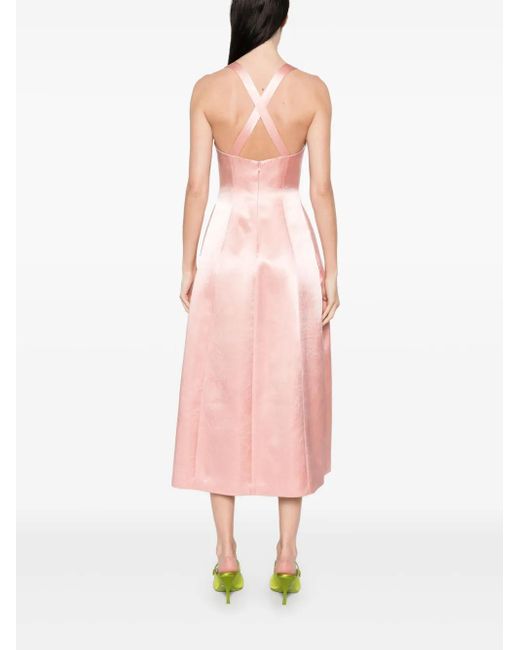 Philosophy Di Lorenzo Serafini Pink Satin Midi Dress