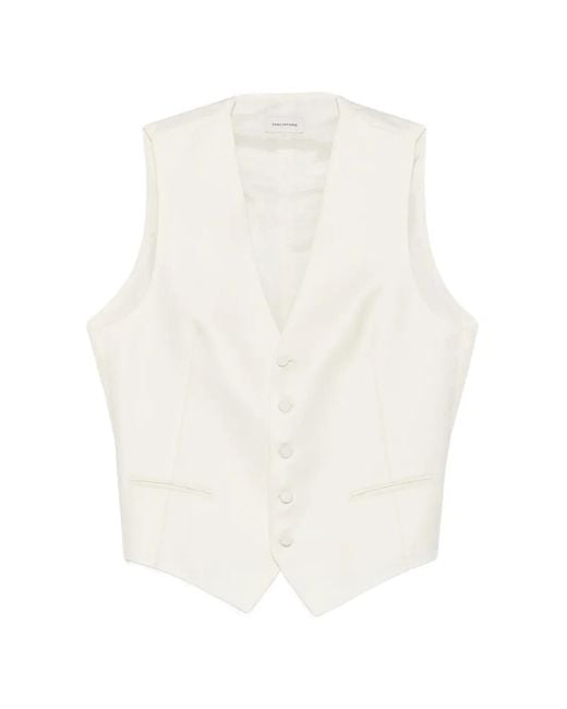 Tagliatore White Buttoned Waistcoat for men