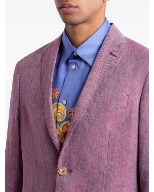 Etro Purple Slub-Texture Blazer for men
