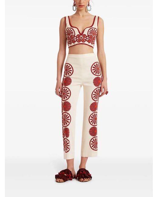 LaDoubleJ Red Patterned Stretch Trousers