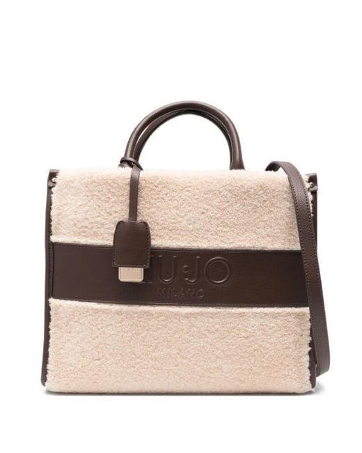 Bolso shopper con efecto de borrego Liu Jo de color Natural