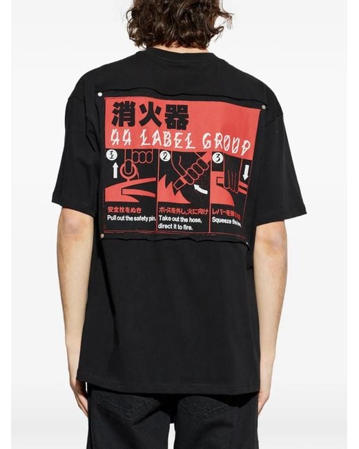 44 Label Group Black Graphic Print T-Shirt for men