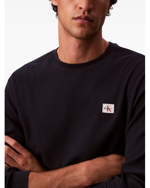 Calvin Klein Blue Logo-Patch Sweatshirt for men