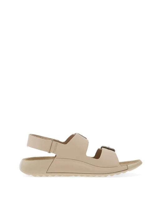 Ecco White Buckle-Detail Leather Sandals