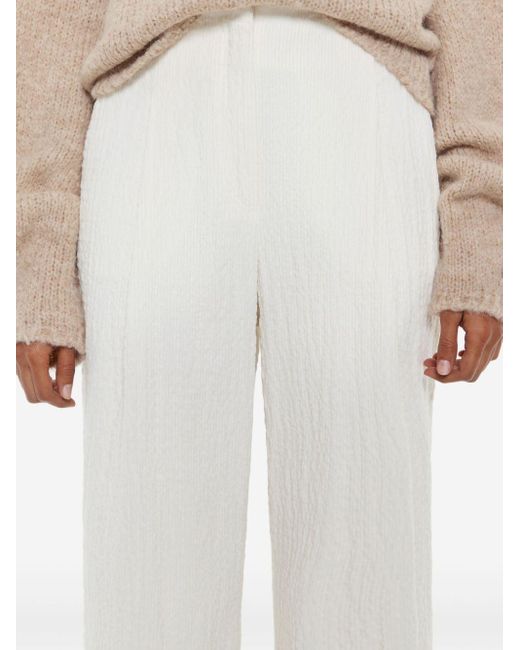 Bimba Y Lola White Pleated Tapered Trousers