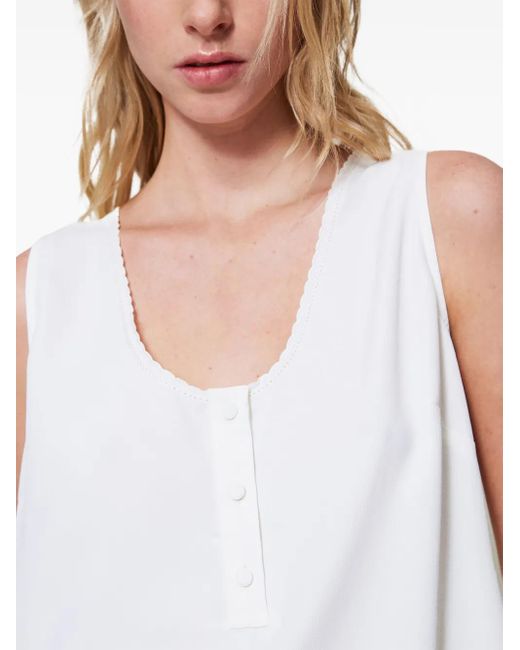 Twinset White Embroidered-Trim Top