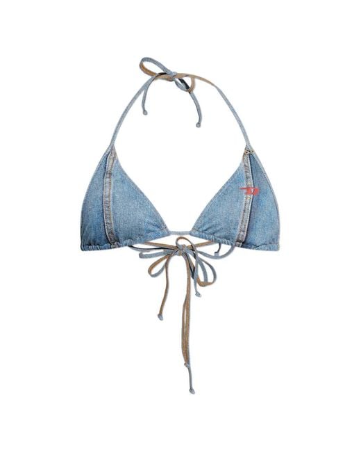 DIESEL Blue Tatiana-Dnm Tie Denim-Effect Bikini Top