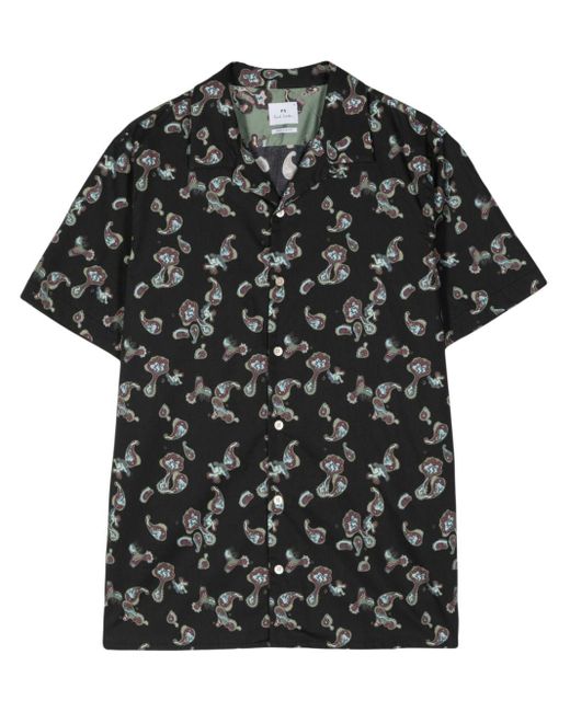 PS by Paul Smith Black Graphic-print Organic Cotton Shirt for men