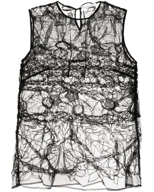 CECILIE BAHNSEN Gray Utania Embroidered Sleeveless Top