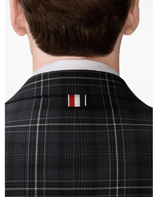 Thom Browne Black Plaid-Pattern Single-Breasted Blazer for men