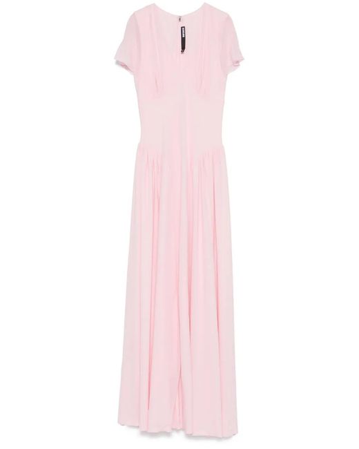 ROTATE BIRGER CHRISTENSEN Pink Robe Longue À Col V