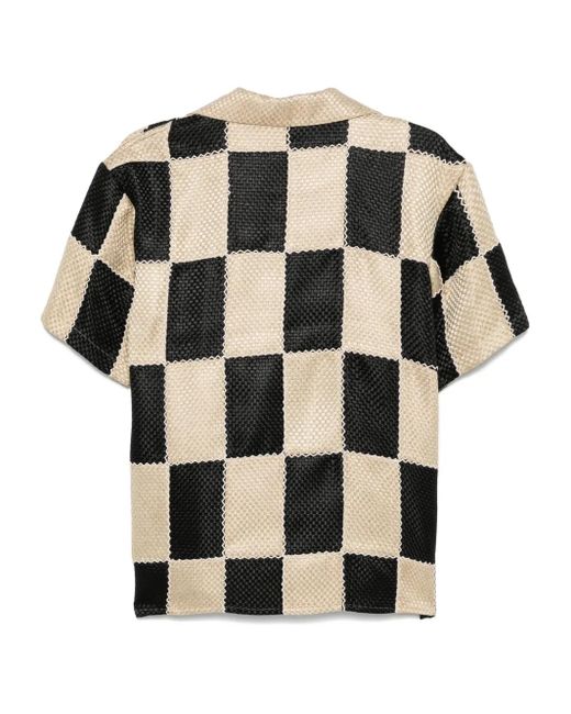 ANDERSSON BELL Black Patchwork Camp-Collar Shirt for men