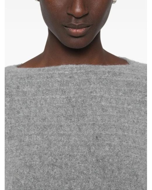 Ruohan Gray Batwing-Sleeve Boat-Neck Sweater