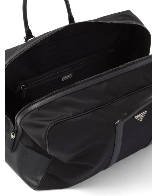 Prada Black Logo-patch Duffle Bag for men