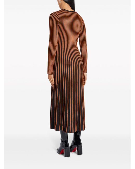 Staud Brown Two-tone Ribbed-knit Dress