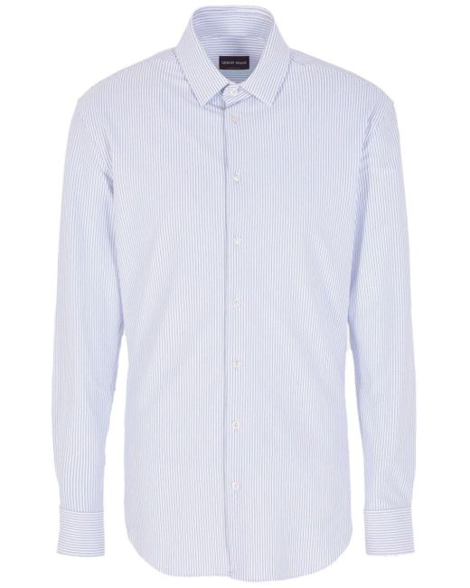 Giorgio Armani White Striped Cotton-blend Shirt for men
