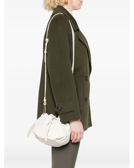 Coccinelle White Malory Drawstring Leather Bucket Bag