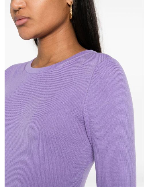 Allude Purple Round-neck Wool Jumper