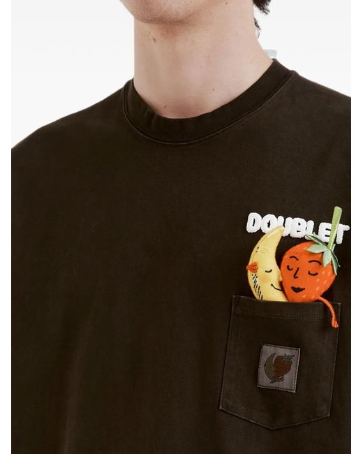 Doublet Black Character-Patch Chest-Pocket T-Shirt for men