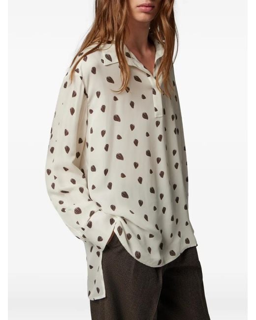 Paul Smith White Strawberry Patterned Blouse
