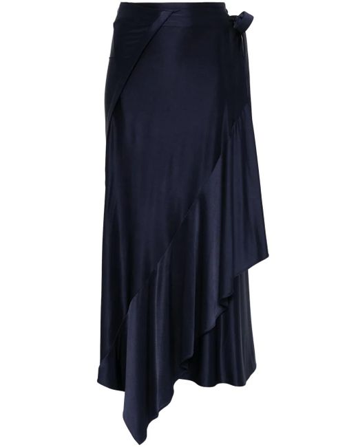 Rabanne Blue Satined Midi Skirt