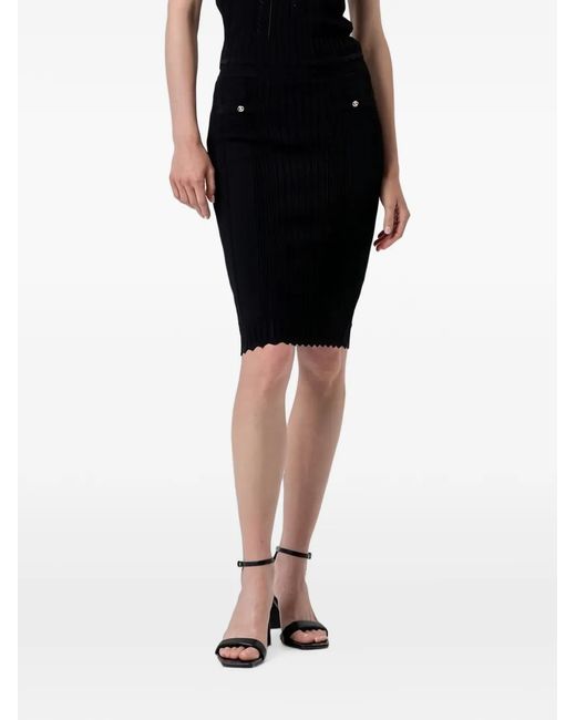 Fracomina Black Scalloped Cable-Knit Skirt