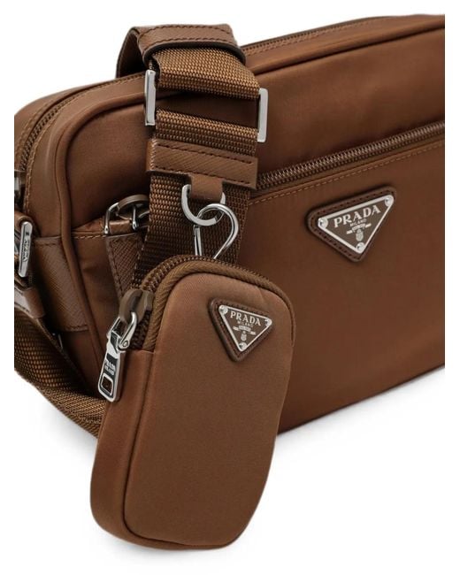 Prada Brown Mini Re-Nylon Logo-Plaque Cross Body Bag