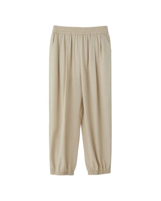 RECTO. Natural Pleated Elasticated-Cuff Trousers