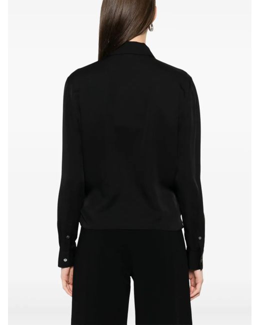 Theory ピークドラペル ラップブラウス Black