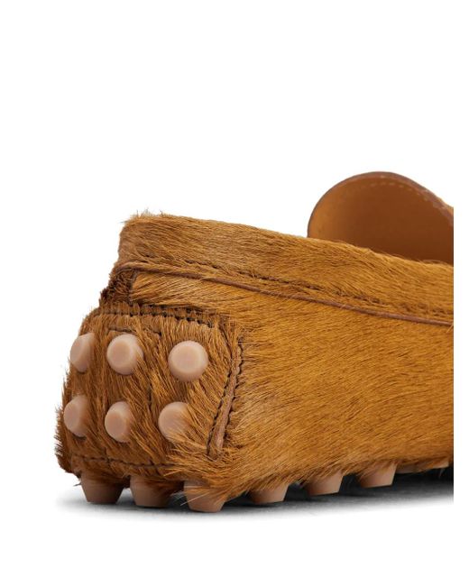 Tod's Brown Gommino Calf-Hair Loafers