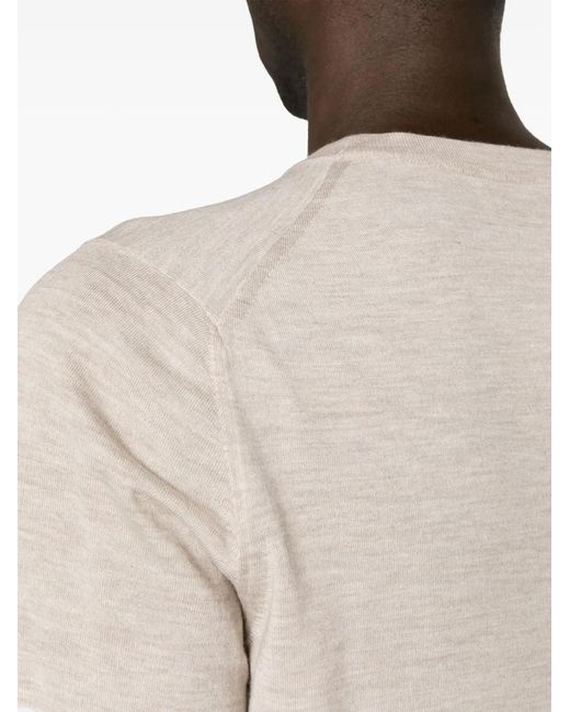 Brunello Cucinelli White Crew-Neck Mélange-Effect Jumper for men