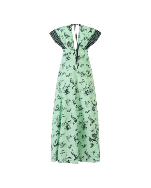 Rosie Assoulin Green Floral Midi Dress