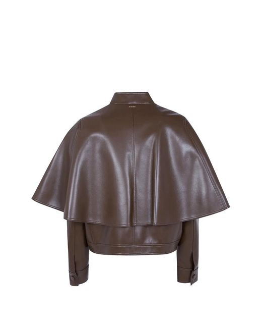 Twinset Brown Cape-Style Button-Up Jacket