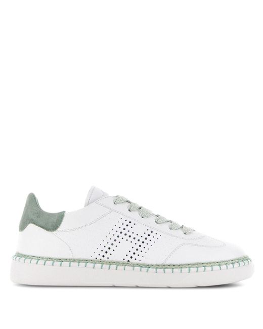 Hogan White Cool Logo-perforated Leather Sneakers