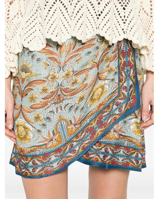 Farm Rio White Mosaic Garden Mini Wrap Skirt