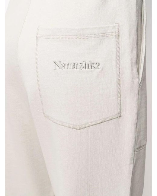 Pantalones de chándal con logo bordado Nanushka de color White